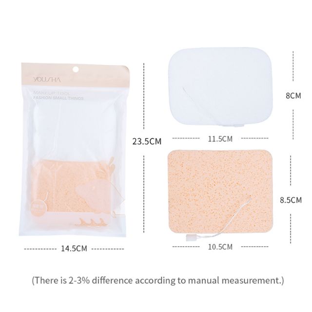 Yousha face washing sponges 2pcs square shape white beauty skin care compressed soft facial cleansing sponge YB083