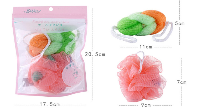 Lameila Wholesale Soft Body Bubbles Sponge 2pcs Skin Exfoliating Scrubber Mesh Ball Cleaning Bath Shower Sponge C172