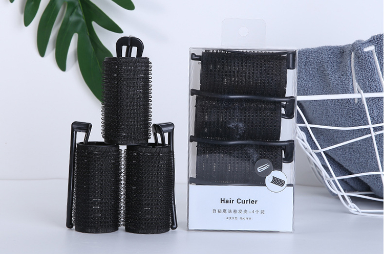 Lameila Wholesale 4pcs/set Women DIY Wavy Curly Hair Rollers Plastic Black Hair Rollers Hair Accessories C254
