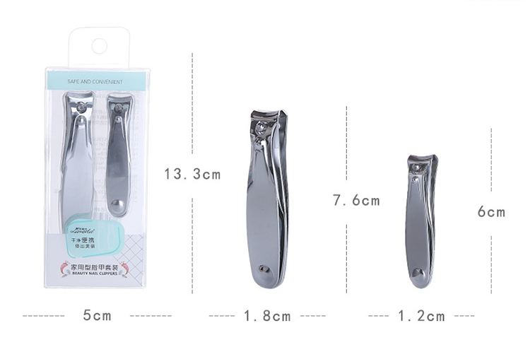 Durable home use stainless steel sharp toe nail clipper set with two different size C0183