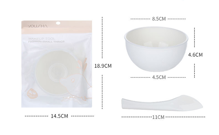 New 2 In 1 Beauty Makeup Plastic DIY Facial Face white Mask Mixing Bowl Set With Mask Brush