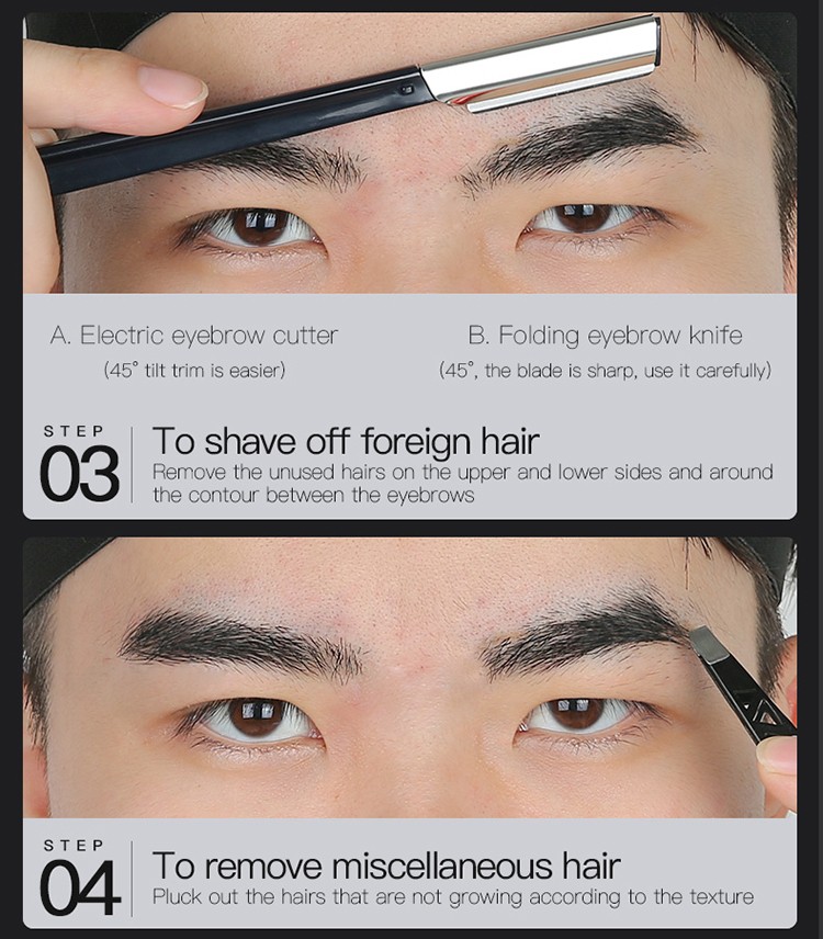 Eyebrow Trimming Set 6pcs Black Men Portable Eyebrow Trimmer Electric Hair Removal JLS8065