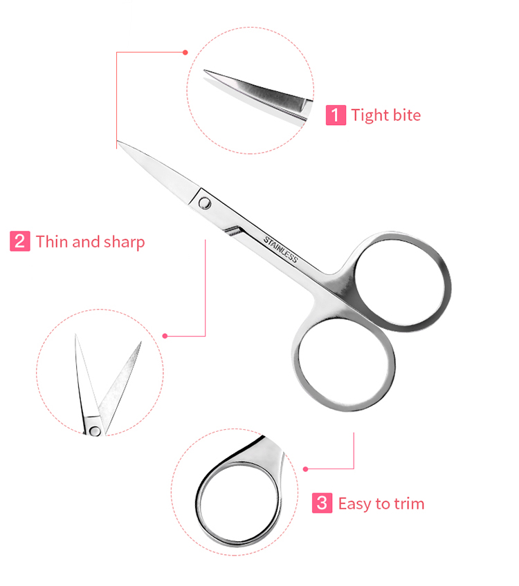 Maiduola Trim Eye Brow Scissors Cut False Eyelashes 3pcs Facial Hair Eyebrow Razor Trimmer Set MDL500