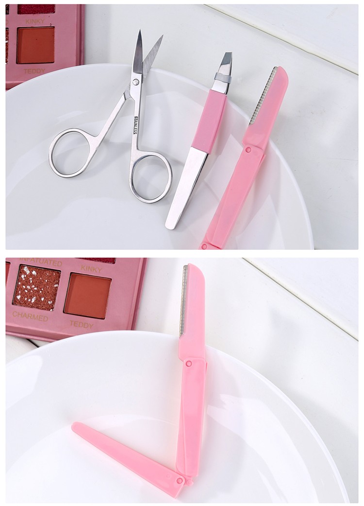 Maiduola Trim Eye Brow Scissors Cut False Eyelashes 3pcs Facial Hair Eyebrow Razor Trimmer Set MDL500