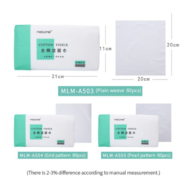 Meilamei New Styles Grid Pearl Face 100% Cotton Disposable Natural Cotton Facial Towel MLM-A503