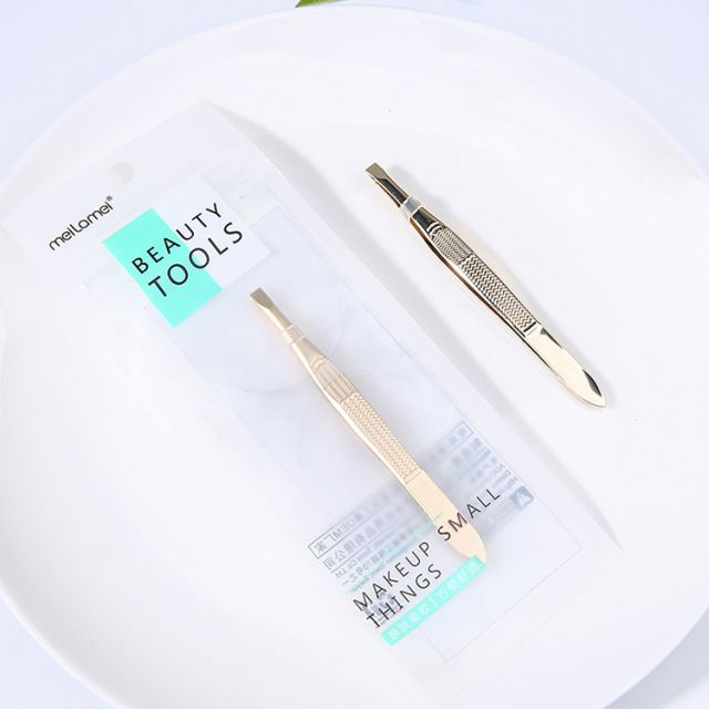 Meilamei Custom Private Label Stainless Steel Gold Eyebrow Eyelash Extension Tweezers MLM-D501