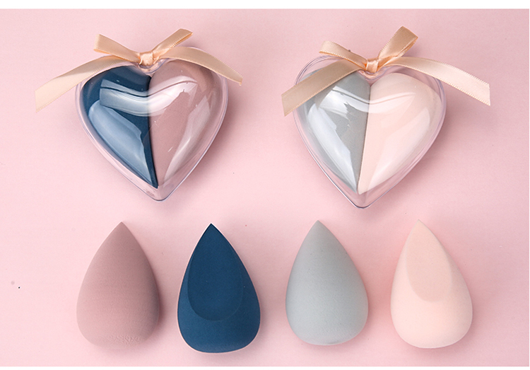 Lameila 2pcs Heart-Shaped Beauty Sponge Cosmetic Powder Puff Blender Latex Free The Water Swells Makeup Sponge For Face A80178