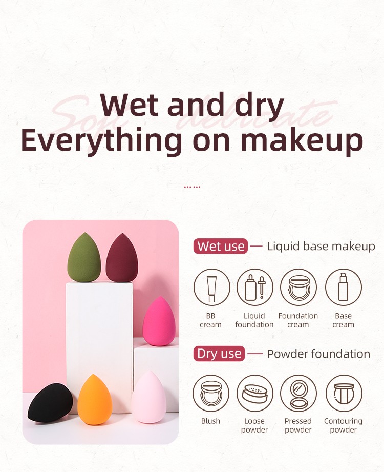 Lameila Cosmetic Sponge Blender Puff Waterdrop OEM Private Label Logo Packaging Nude Soft Foundations Beauty Makeup Sponge YF137