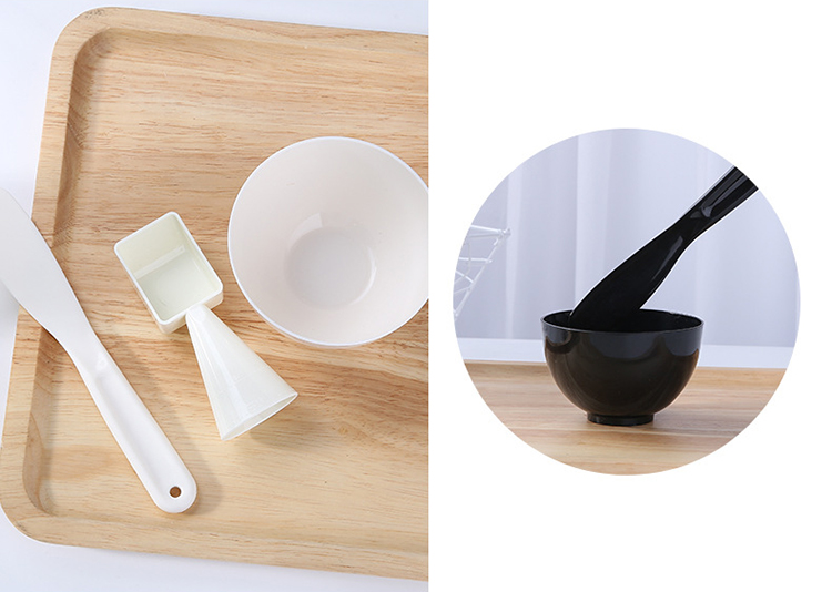 Lameila wholesale 3 in 1 black white cosmetic diy mask bowl set spoon spatula mask mixing bowl private logo D0892