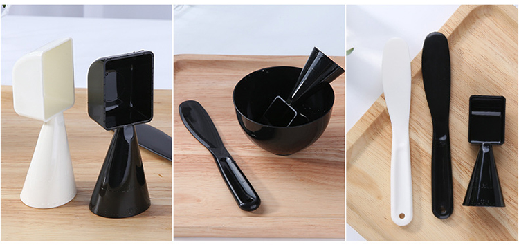 Lameila wholesale 3 in 1 black white cosmetic diy mask bowl set spoon spatula mask mixing bowl private logo D0892