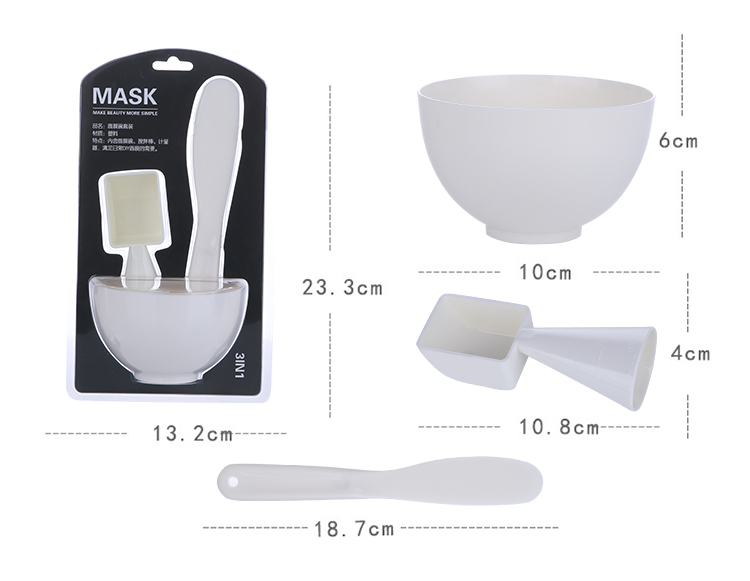 Lameila wholesale 3 in 1 black white cosmetic diy mask bowl set spoon spatula mask mixing bowl private logo D0892