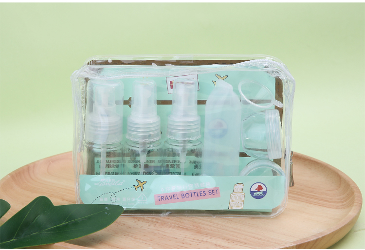 9 In 1 pet empty bottle packaging transparent travel plastic cosmetic bottles set