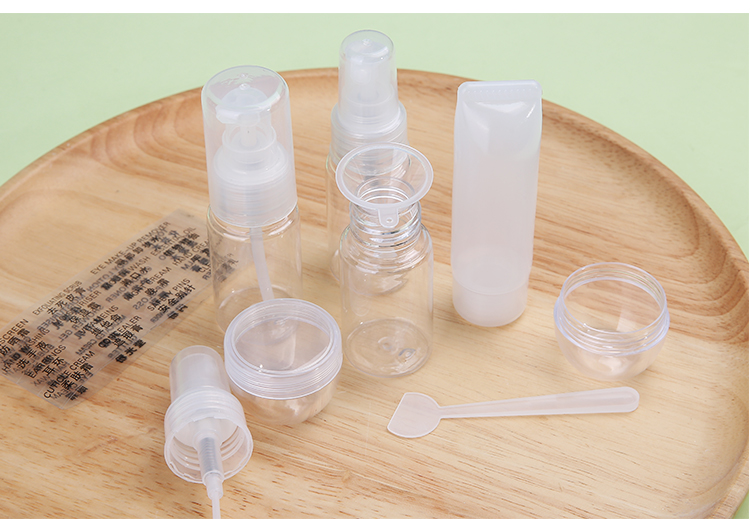 9 In 1 pet empty bottle packaging transparent travel plastic cosmetic bottles set