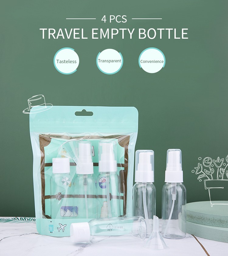Clear Plastic Portable Cosmetic Smart Travel Empty Spray Bottles Set LM258