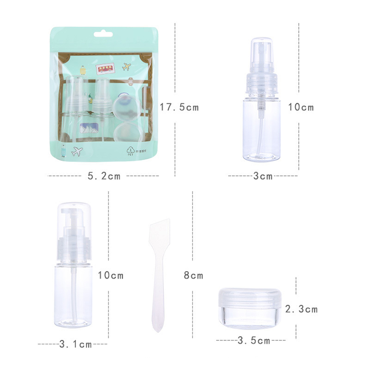 Portable packaging pet travel spray empty bottle plastic cosmetics bottles and jars set LM256