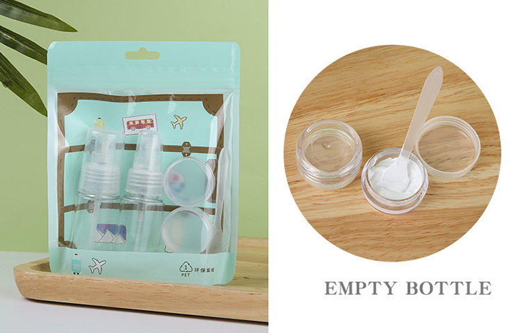 Portable packaging pet travel spray empty bottle plastic cosmetics bottles and jars set LM256