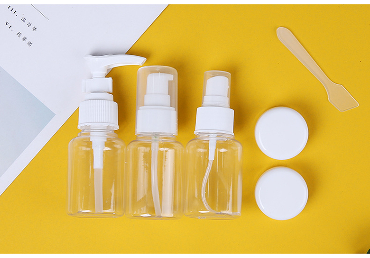 6pcs/set 10ml 30mL 50ml white pet plastic portable cosmetic pet spray lotion travel bottle kit LM204