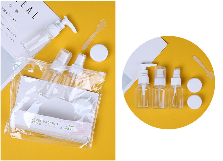 6pcs/set 10ml 30mL 50ml white pet plastic portable cosmetic pet spray lotion travel bottle kit LM204