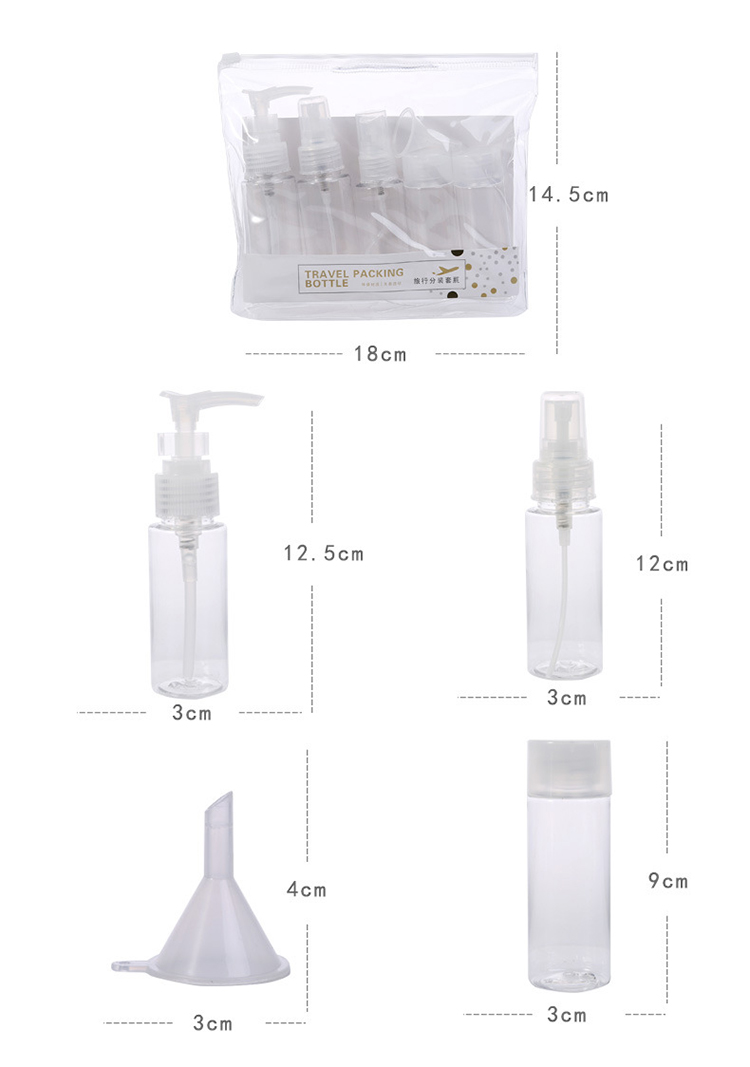 6 in 1 plastic portable empty pet travel bottle set LM206