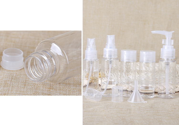 6 in 1 plastic portable empty pet travel bottle set LM206