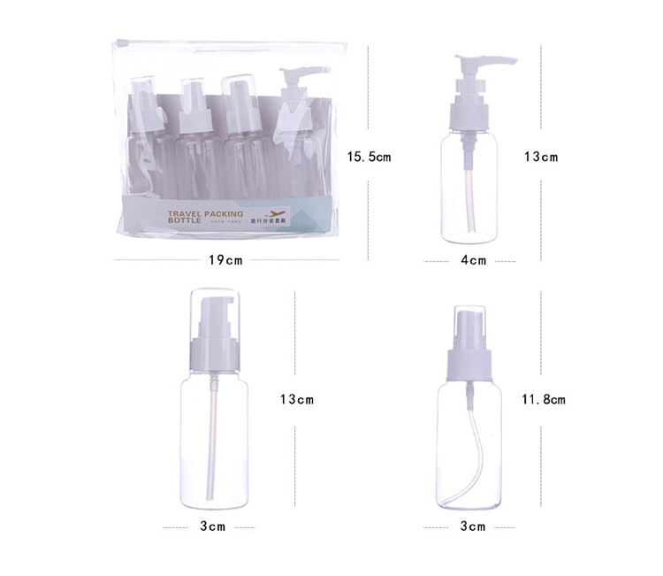 Push bottle, spray empty bottle, 4pcs pack packing skincare bottle set travel cosmetic skin care bottle set LM209