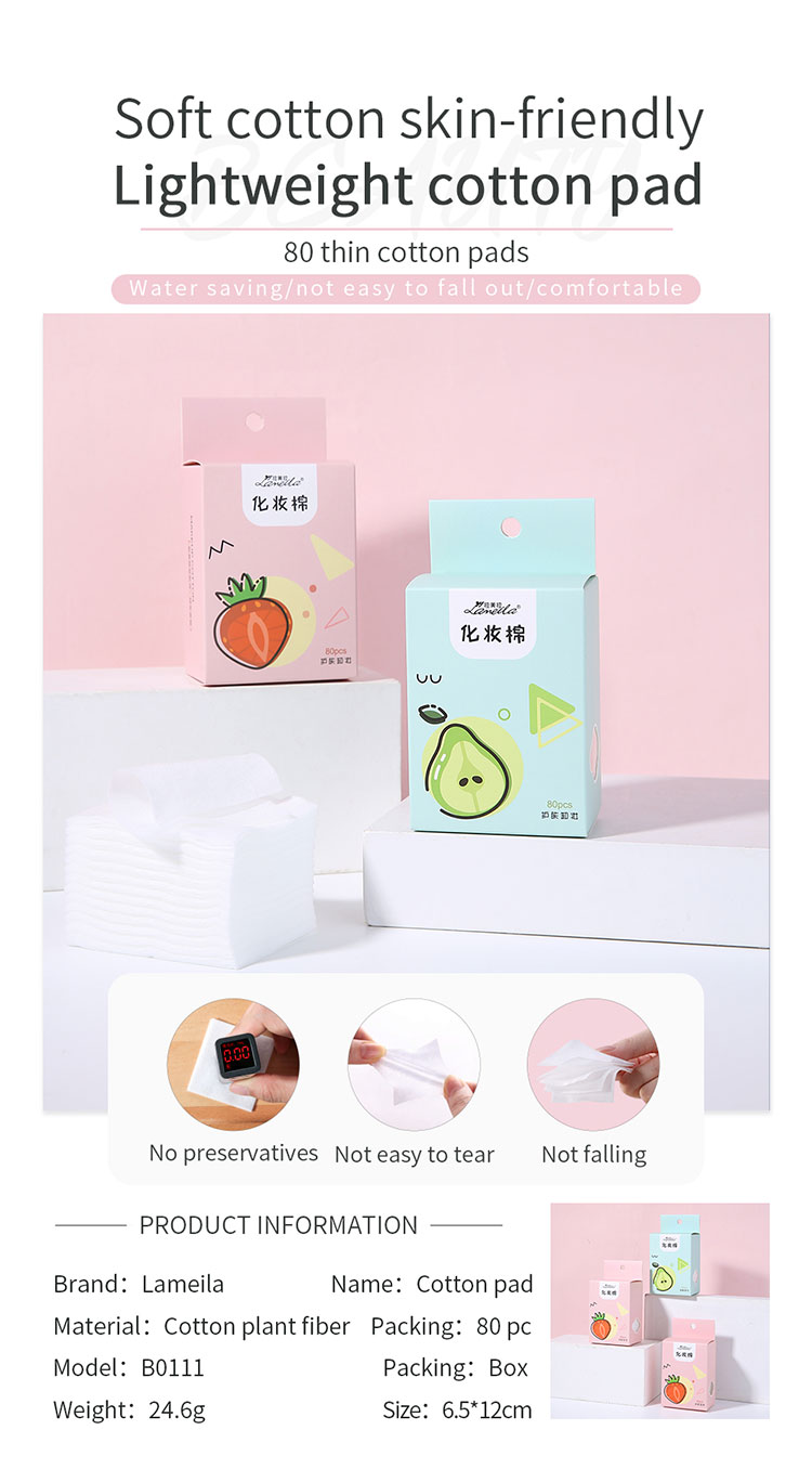 Lameila 80pcs Wholesale makeup remover face cotton pad disposable save water soft cotton pad B0111