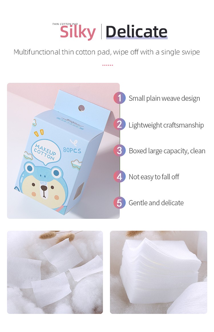 Lameila 80pcs cute wholesale non woven cleaning face cotton pads disposable save water skin care cotton makeup pads B1064