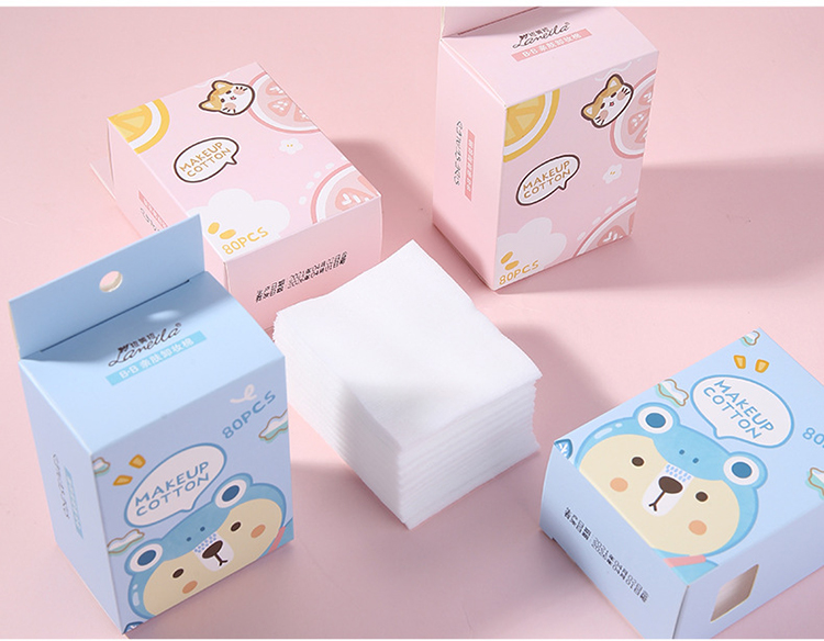Lameila 80pcs cute wholesale non woven cleaning face cotton pads disposable save water skin care cotton makeup pads B1064