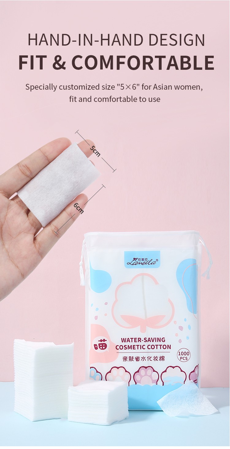 Lameila Wholesale Supply Thin Soft Cotton Pads Face Clean Pad 1000pcs Skin Care Save Water Cotton Face Pad CXT038