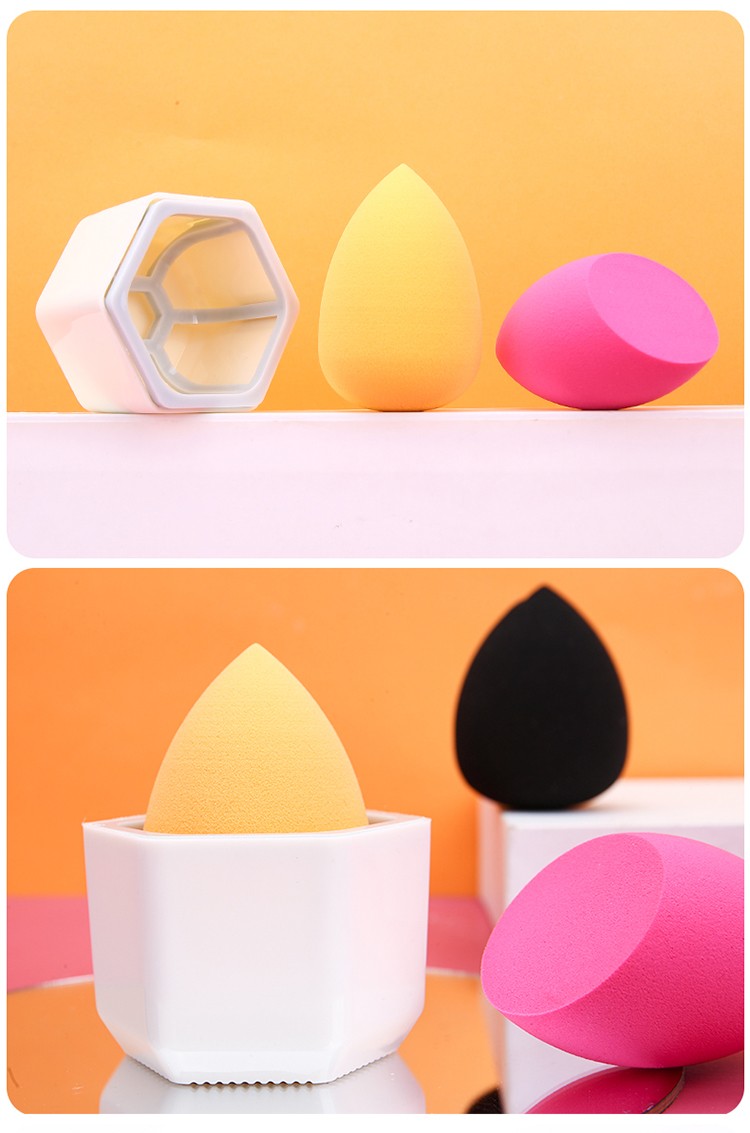 Yousha 3 in 1 oem colorful pink black non latex soft makeup sponge set with box YF205