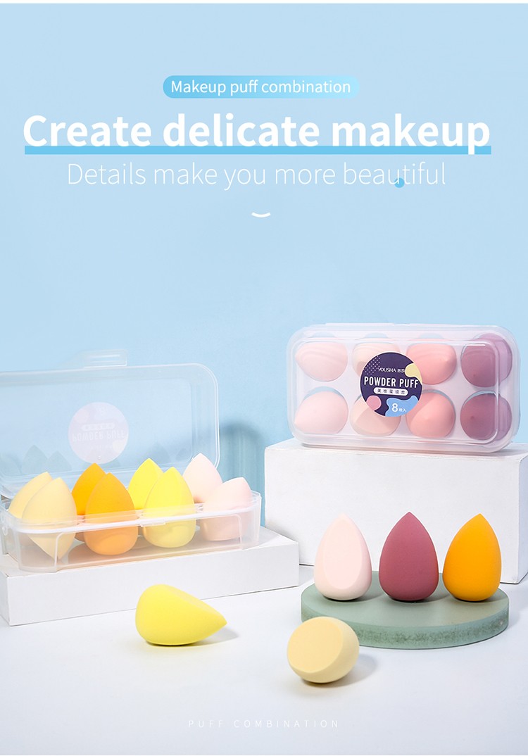 Yousha 8 pcs 2021 new arrived latex free mixed color shape makeup sponge set YF206