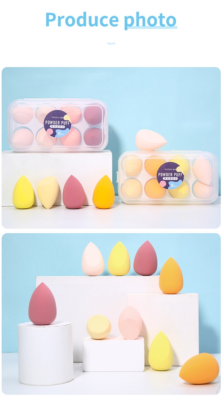 Yousha 8 pcs 2021 new arrived latex free mixed color shape makeup sponge set YF206