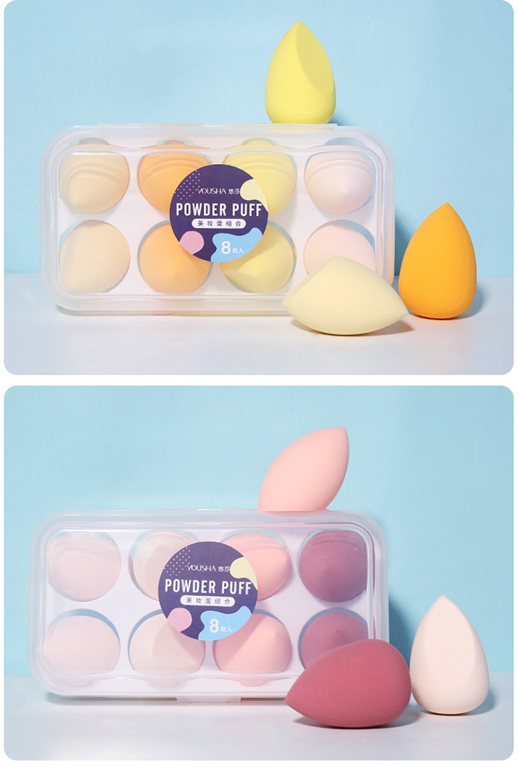 Yousha 8 pcs 2021 new arrived latex free mixed color shape makeup sponge set YF206