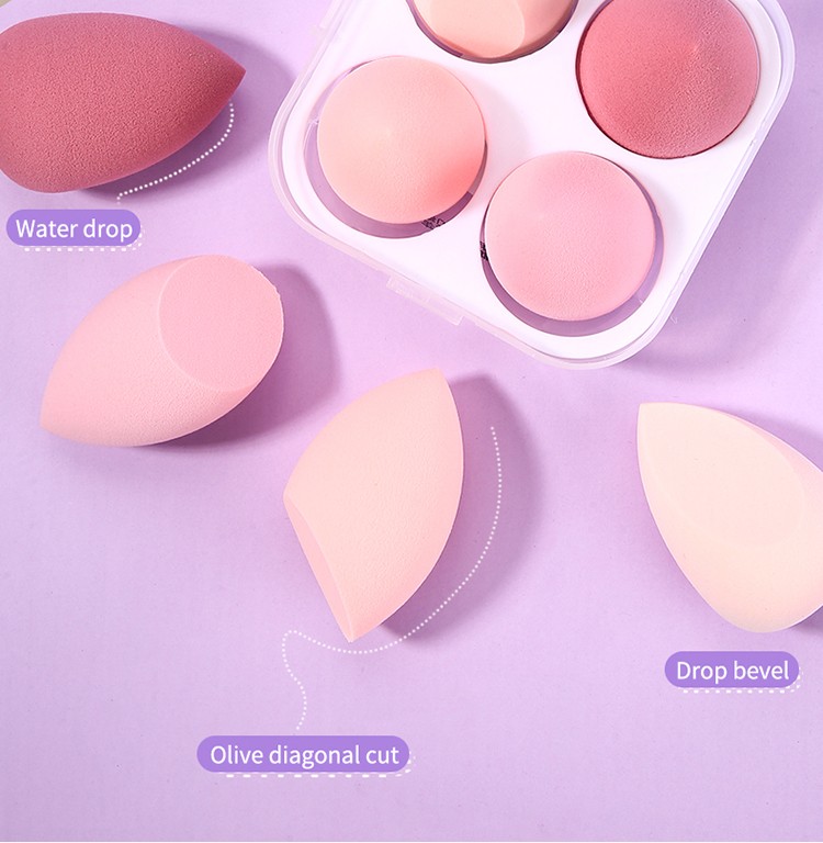 Yousha 4PCS Gourd Waterdrop Diagonal Cut Facial Soft Makeup Egg Sponges Foundation Makeup Sponge Set YF219