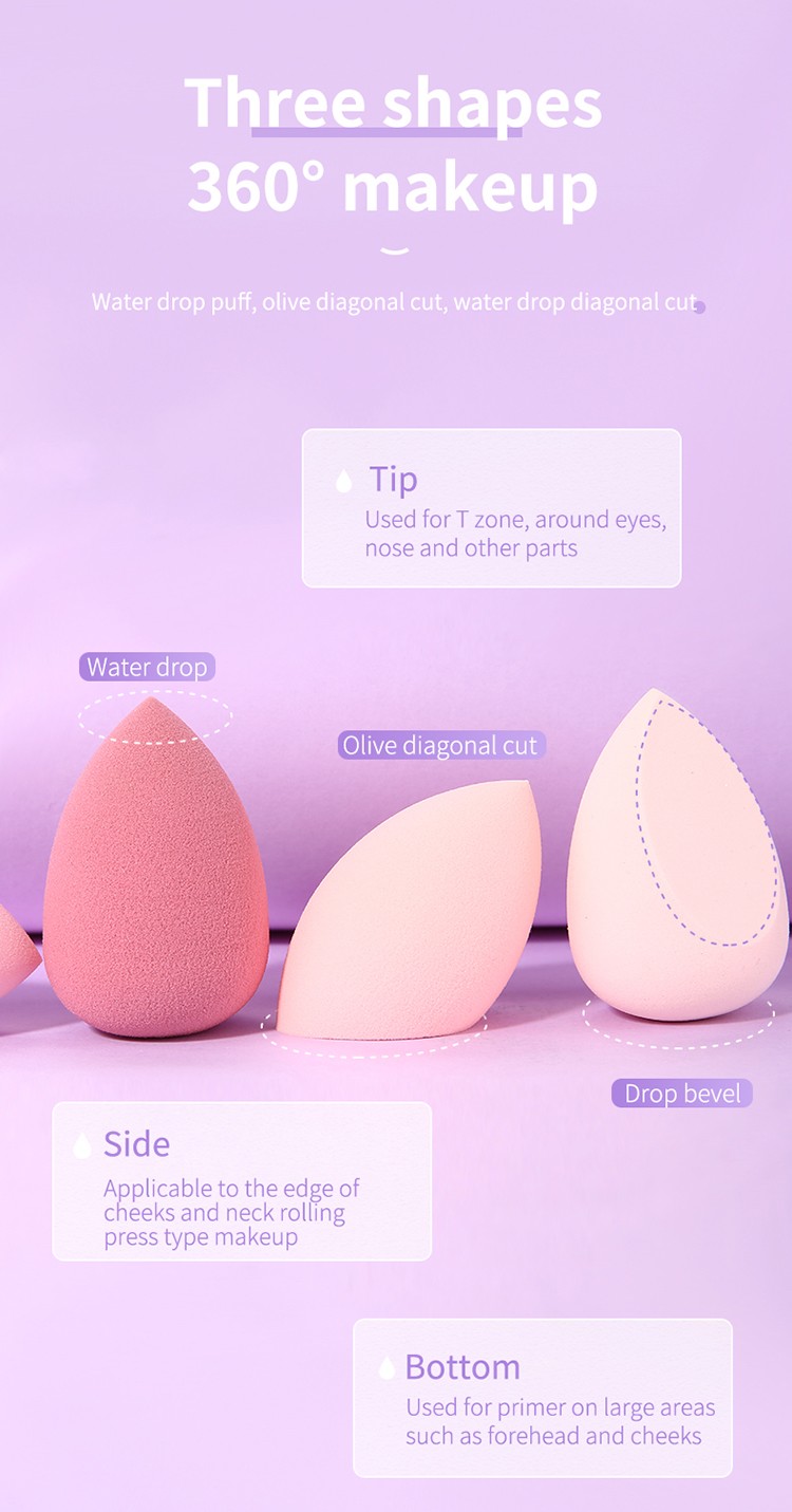 Yousha 4PCS Gourd Waterdrop Diagonal Cut Facial Soft Makeup Egg Sponges Foundation Makeup Sponge Set YF219