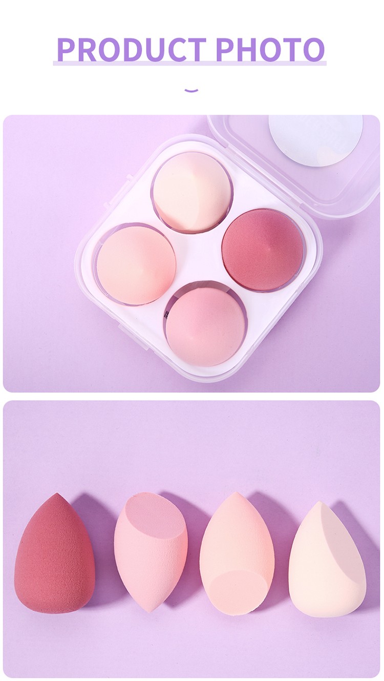 Yousha 4PCS Gourd Waterdrop Diagonal Cut Facial Soft Makeup Egg Sponges Foundation Makeup Sponge Set YF219