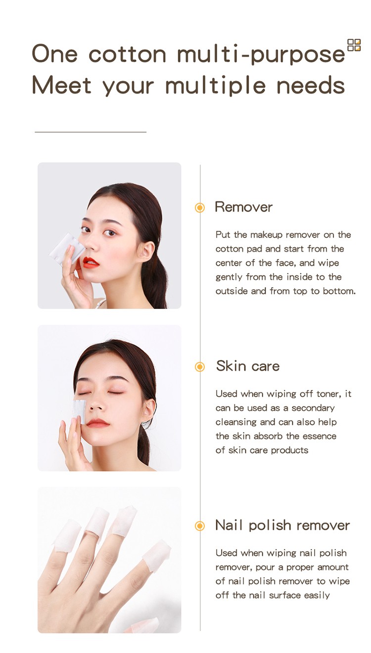 OEM fashion facial pads pure cotton Sandwich remove make up private label makeup remover cotton pads CXT035