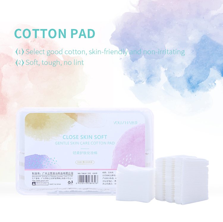 Wholesale OEM 550  100 sheets beauty cotton pads natural organic biodegradable face remover makeup cotton pad TM087