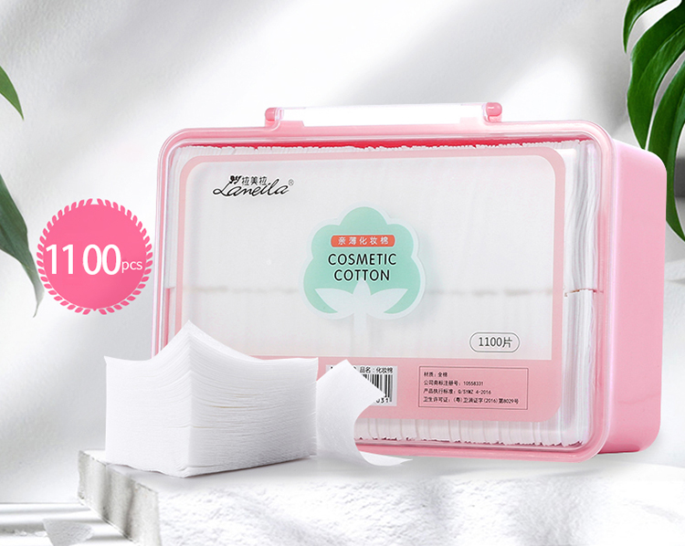 Eco Friendly 1100pcs Square Disposable Women Facial Cotton Makeup Remover Pads TM032