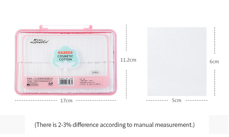 Eco Friendly 1100pcs Square Disposable Women Facial Cotton Makeup Remover Pads TM032