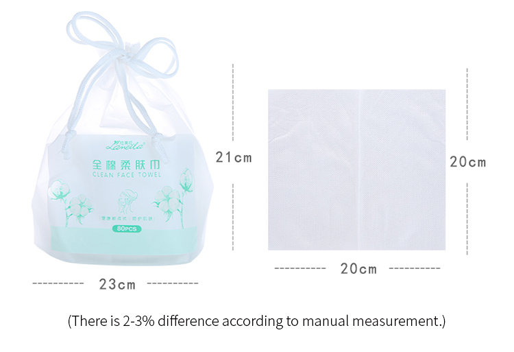 Reel Drawstring Bag 80pcs beauty Skin Care Mesh Disposable Face Cleaning Cotton Towel B337