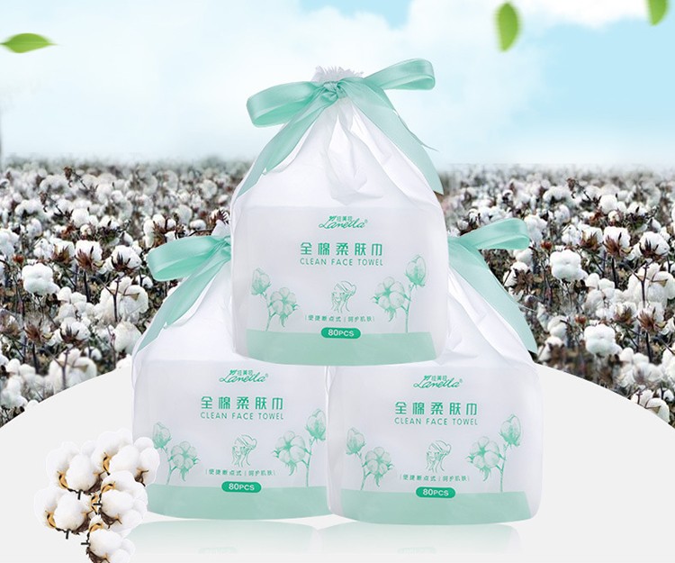 80 draws dry wet facial wash towels thick Biodegradable cleansing cotton soft Disposable face towel B325