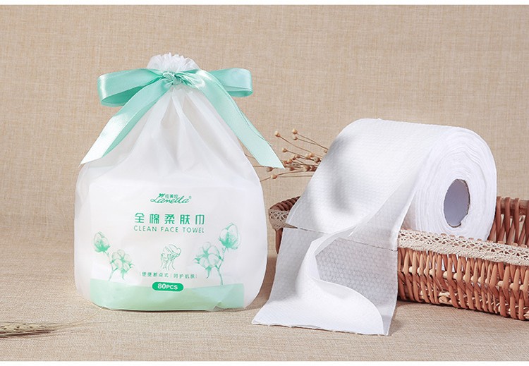 80 draws dry wet facial wash towels thick Biodegradable cleansing cotton soft Disposable face towel B325