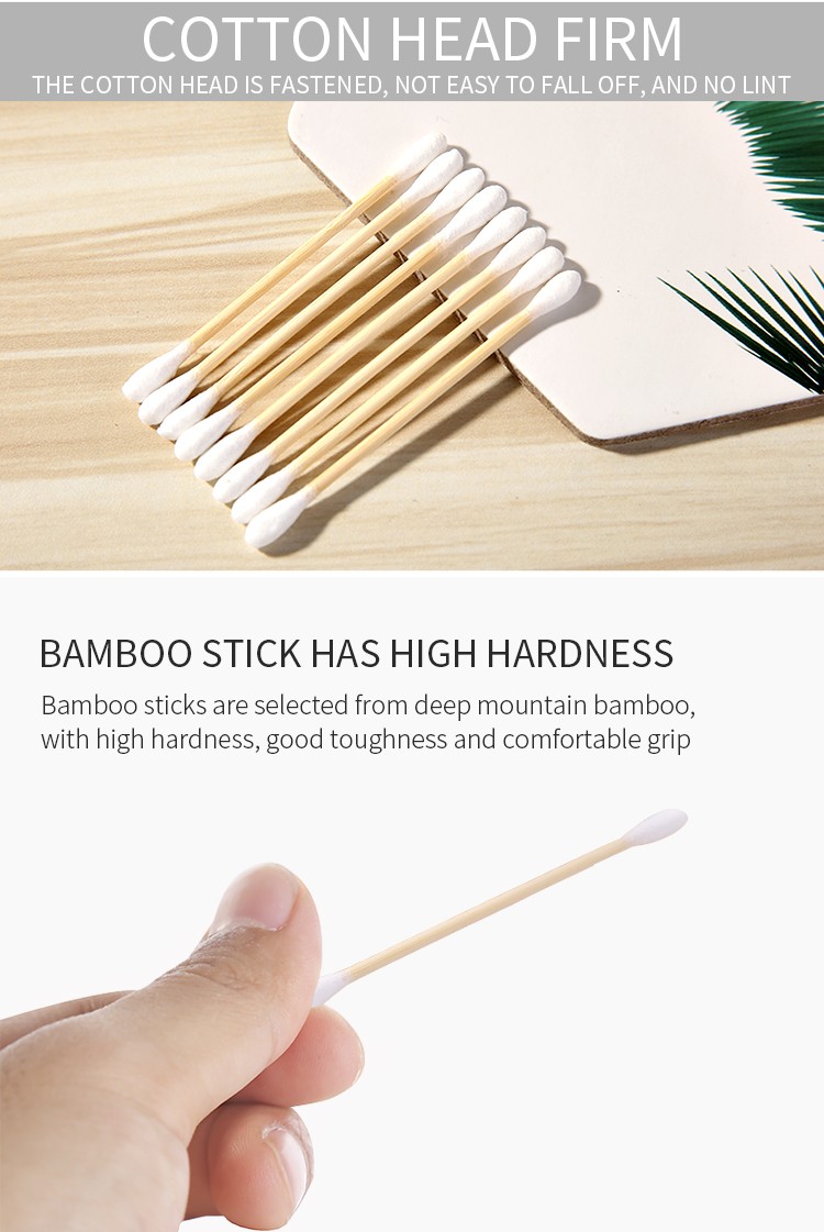 Lameila 100pcs Cotton Bud Disposable Double Head Tip Bamboo Wooden Stick Cotton Swabs TM099