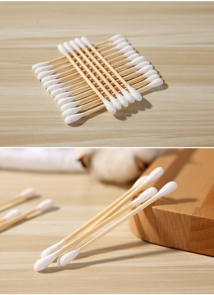 Lameila 100pcs Cotton Bud Disposable Double Head Tip Bamboo Wooden Stick Cotton Swabs TM099