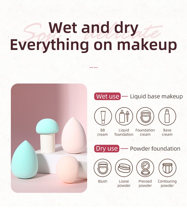 Lameila Wholesale Powder Puff Foundation Sponge Washable 2pcs/set Makeup Blender Sponge A80215~A80218