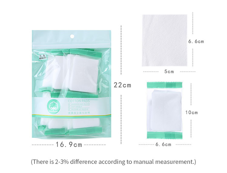 Portable individual package cotton pad square cotton pads makeup remover organic cotton pads N823