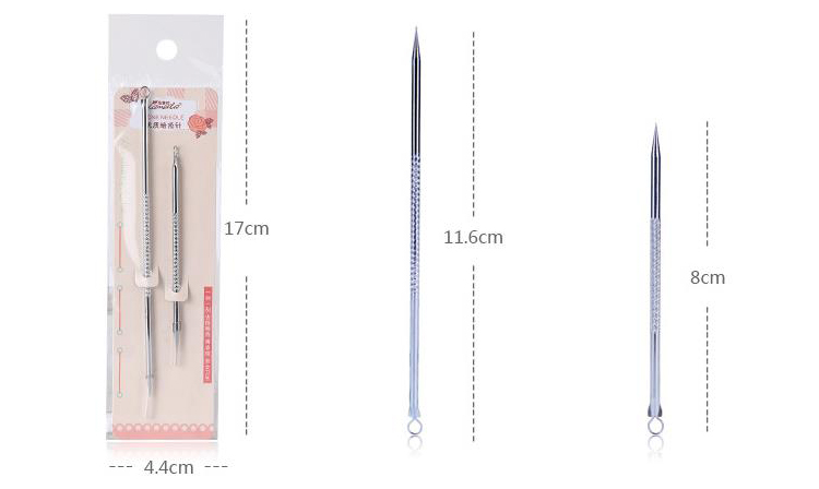 Lameila 2pcs Hot selling skin care blackhead Blemish Remover Needle double-sides stainless steel ance needle 097