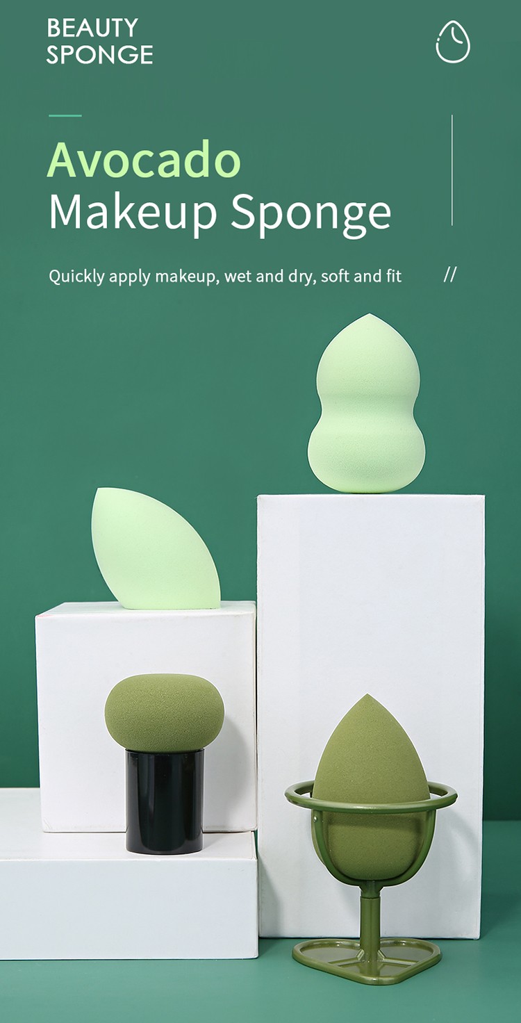 New Style 4 in 1 Makeup Blending Sponge Set Holder Beauty Green Makeup Sponge Blender Custom Logo A80145