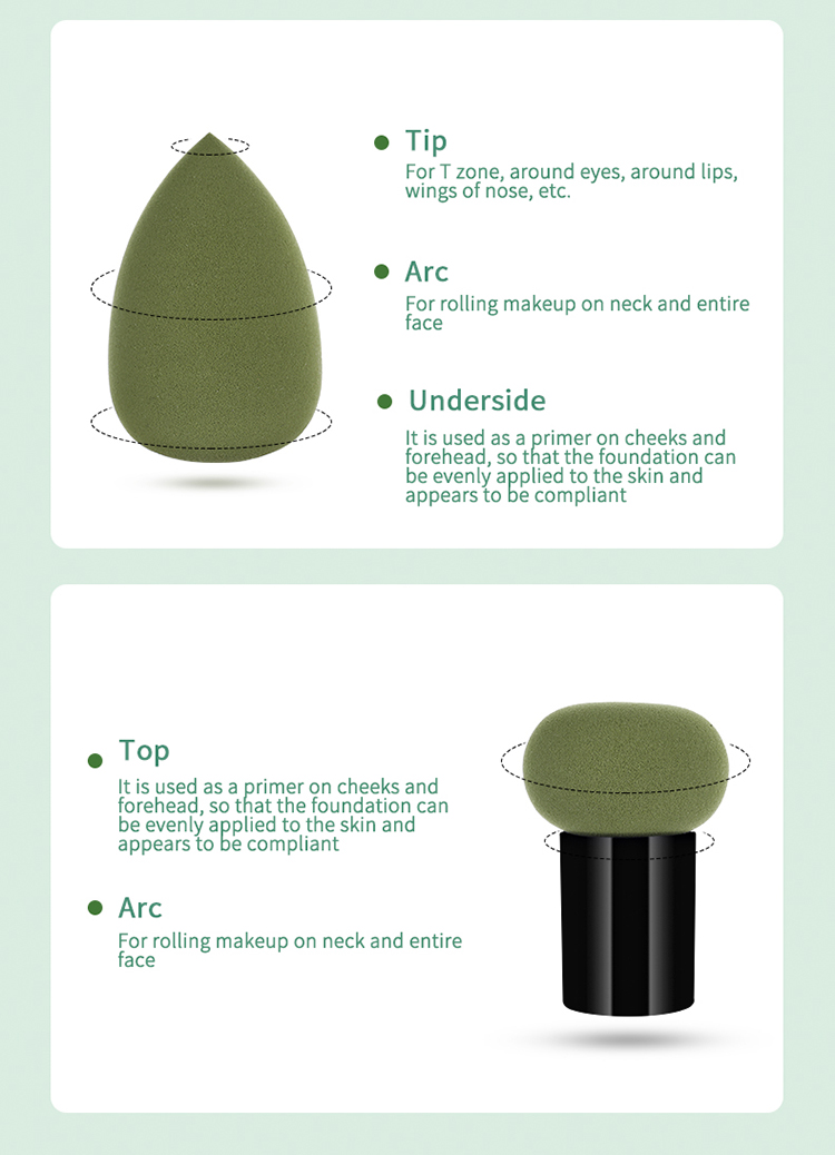 New Style 4 in 1 Makeup Blending Sponge Set Holder Beauty Green Makeup Sponge Blender Custom Logo A80145